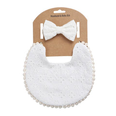 Baby Bib Headband Set Linen Cotton Plain Bib Double Sided Bib