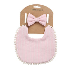 Baby Bib Headband Set Linen Cotton Plain Bib Double Sided Bib