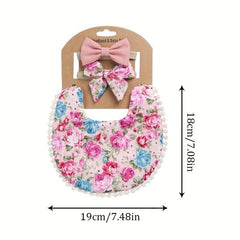 Baby Bib Headband Set Linen Cotton Plain Bib Double Sided Bib