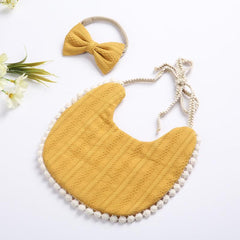 Baby Bib Headband Set Linen Cotton Plain Bib Double Sided Bib