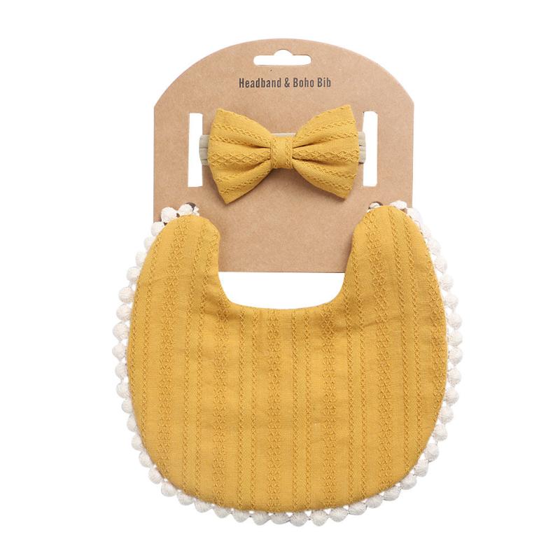 Baby Bib Headband Set Linen Cotton Plain Bib Double Sided Bib