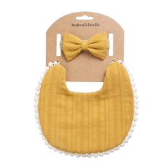 Baby Bib Headband Set Linen Cotton Plain Bib Double Sided Bib