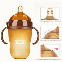 Soft Silicone Baby Bottle Anti Colic Slow Flow 150-250ml