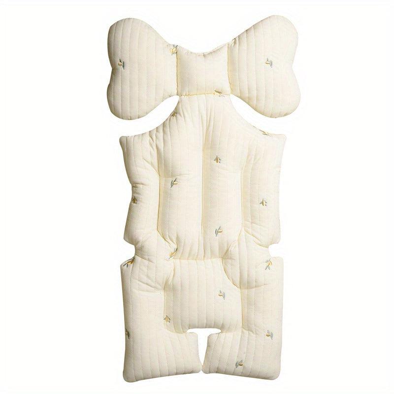 Stroller Seat Pad Baby Embroidered Cotton Pad, Breathable Cotton Cloth Grid