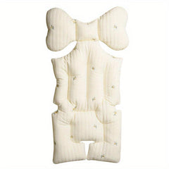 Stroller Seat Pad Baby Embroidered Cotton Pad, Breathable Cotton Cloth Grid