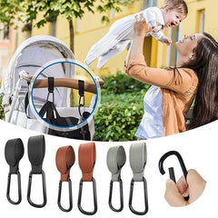 2pcs Stroller Hooks Bag Hooks For Diaper Bags Vegan Leather Pram Straps