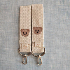 2-Piece Baby Car Hook Embroidered Bear Hanging Stroller Pendant