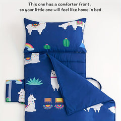 Toddler Nap Mat With Removable Pillow, Carry Handle, Soft Microfiber