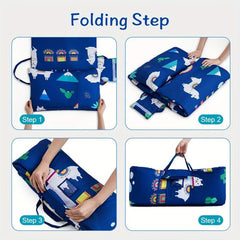 Toddler Nap Mat With Removable Pillow, Carry Handle, Soft Microfiber