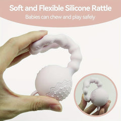 Baby Rattles & Teething Toys for 0-12 Months - Sensory & Gum Massage Essentials