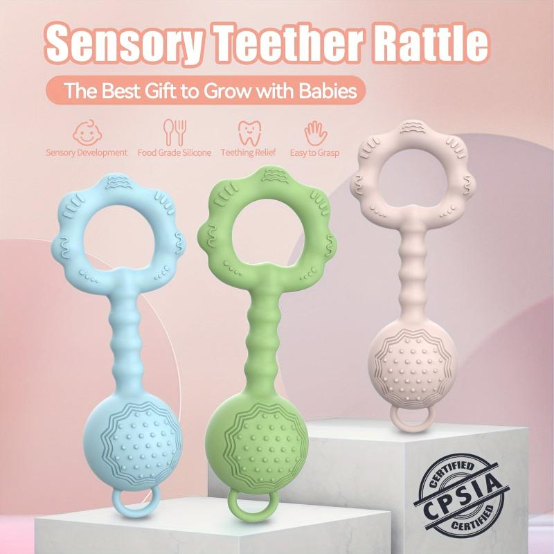 Baby Rattles & Teething Toys for 0-12 Months - Sensory & Gum Massage Essentials