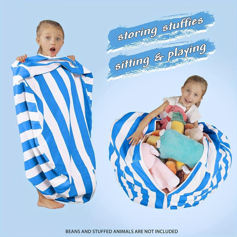 Kids Stuffed Animal Storage Bean Bag Chair Cover