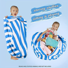 Kids Stuffed Animal Storage Bean Bag Chair Cover