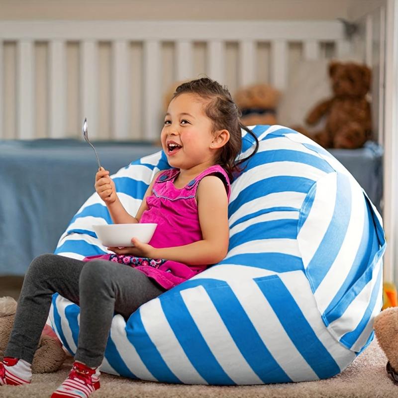 Kids Stuffed Animal Storage Bean Bag Chair Cover