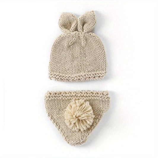 Newborn Photo Props Cartoon Rabbit Cap With Shorts Set