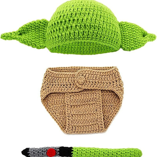 3 Piece Winter Hand-Knitted Caps & Shorts Set for Newborn Photos