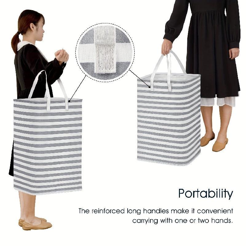 20 Gallon Foldable Laundry Basket Easy Carry Handle Waterproof Storage Basket