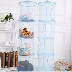 Foldable Stuffed Animal Net Hammock Organizer 4 Compartments Mesh Toy Storage