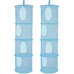 Foldable Stuffed Animal Net Hammock Organizer 4 Compartments Mesh Toy Storage