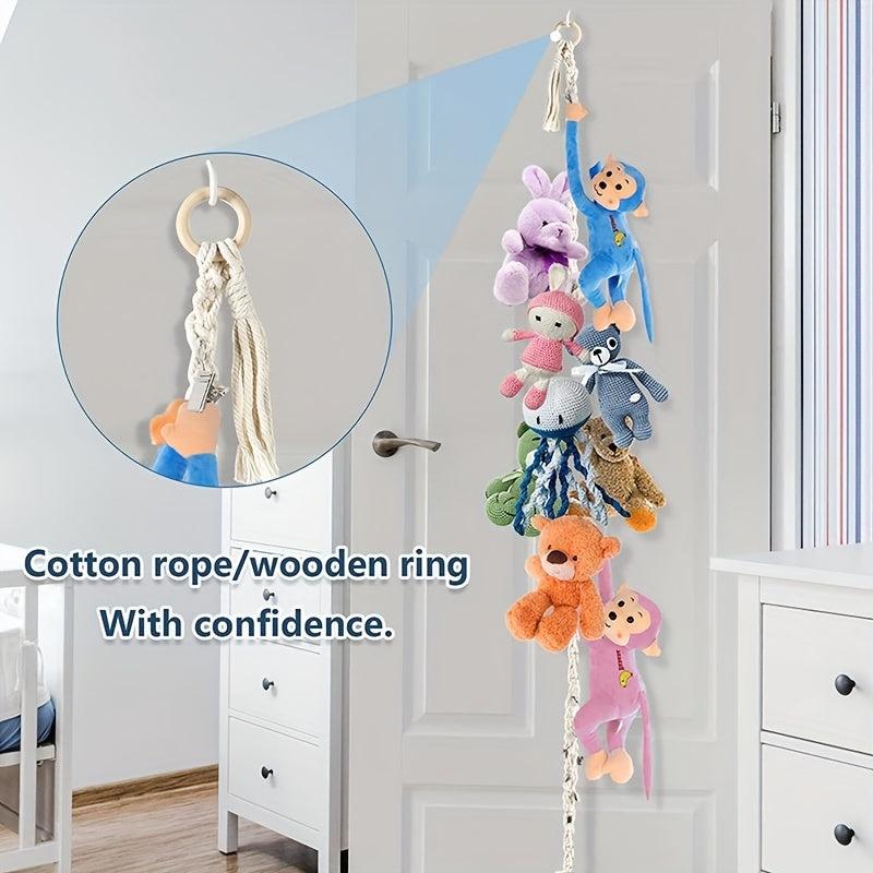 Bohemian Toy Storage Chain with 20 Metal Clips - Animal Storage Box