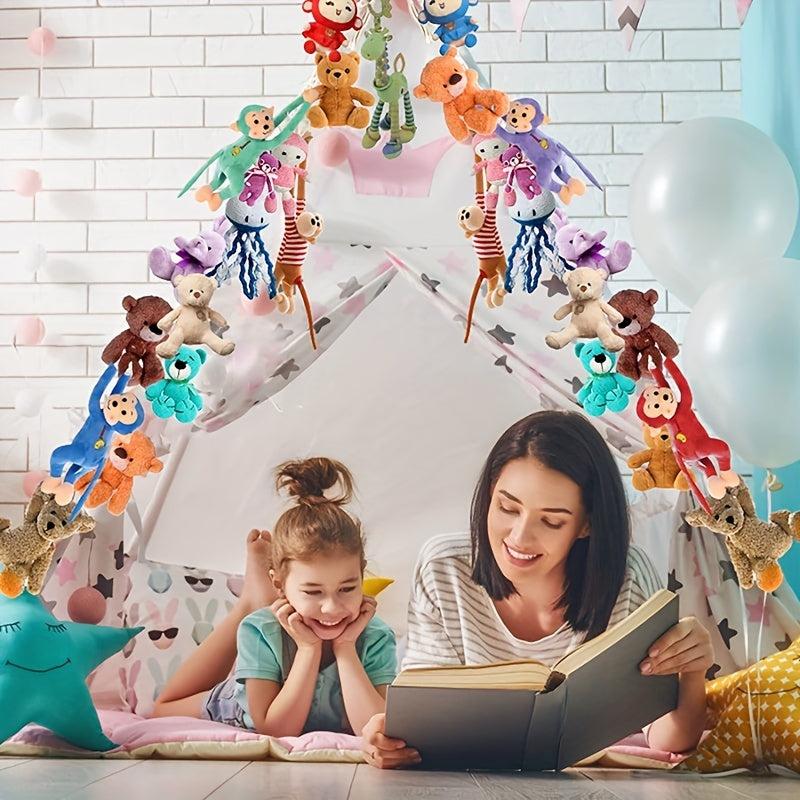 Bohemian Toy Storage Chain with 20 Metal Clips - Animal Storage Box