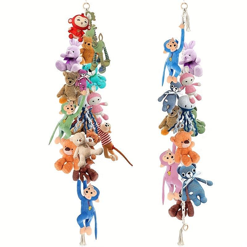 Bohemian Toy Storage Chain with 20 Metal Clips - Animal Storage Box