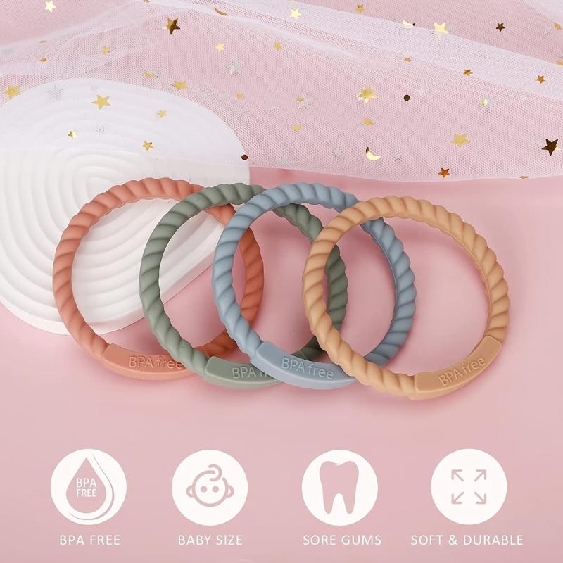 Silicone Baby Teether Bracelet Attach Toys Teether Wearable