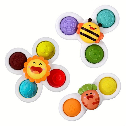 3pcs Toddler Bathroom Suction Cup Rotating Toys for Early Learners