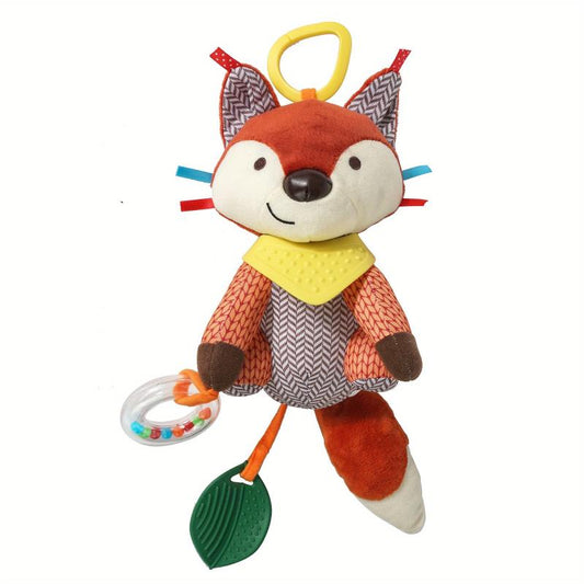 Fox Teether Sensory Rattle Toy BPA Silicone Soft Crinkle Sounds