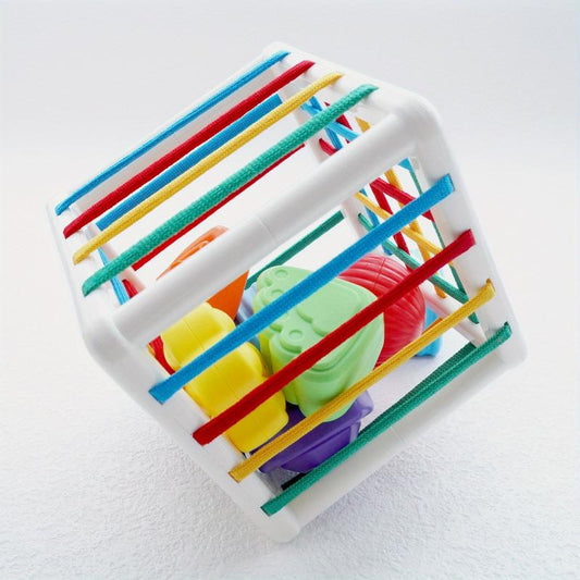 Montessori Shape Sorter Toy Pull String Sensory Cube