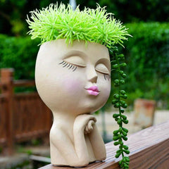 Resin Facial Vase for Home Office and Garden