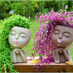 Resin Facial Vase for Home Office and Garden