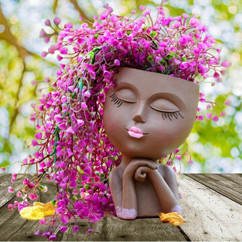 Resin Facial Vase for Home Office and Garden