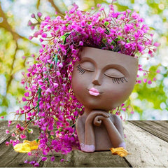 Resin Facial Vase for Home Office and Garden