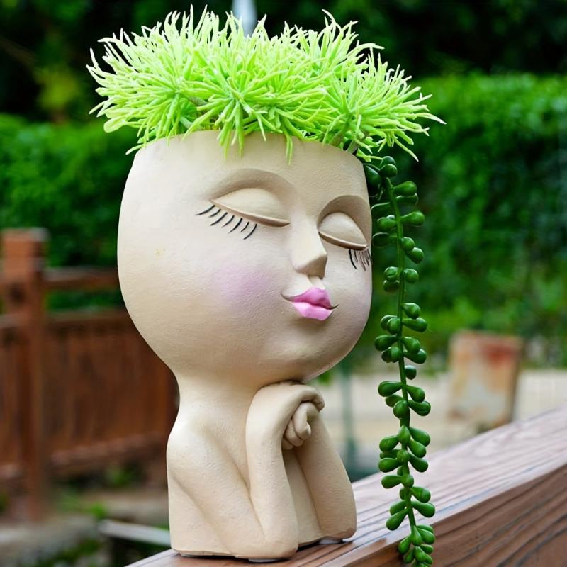 Resin Facial Vase for Home Office and Garden