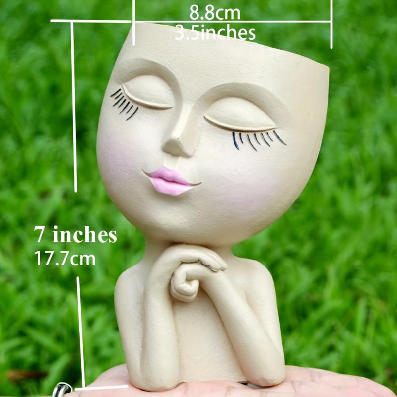 Resin Facial Vase for Home Office and Garden