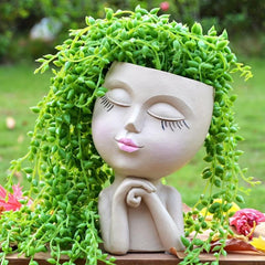 Resin Facial Vase for Home Office and Garden