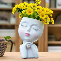 Resin Facial Vase for Home Office and Garden