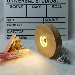 LED Wood Lamp DIY Night Light Crystal Glass Base Switch Log Lamp USB Display
