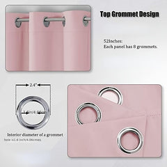 Elegant Baby Pink Curtain Panel - Thermal Insulated & Room Darkening
