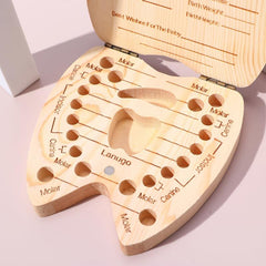 Wooden Baby Tooth Storage Box Organizer