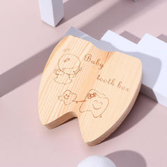 Wooden Baby Tooth Storage Box Organizer