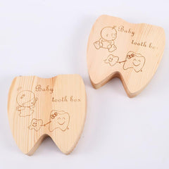 Wooden Baby Tooth Storage Box Organizer