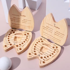 Wooden Baby Tooth Storage Box Organizer