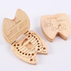 Wooden Baby Tooth Storage Box Organizer