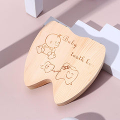 Wooden Baby Tooth Storage Box Organizer