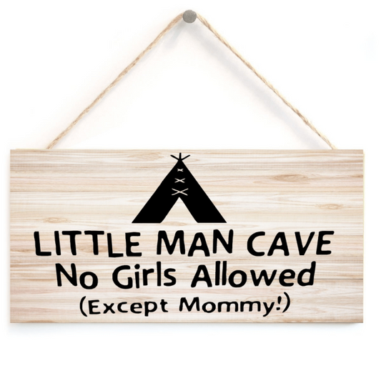 Little Man Cave Wooden Door Sign for Boys Room