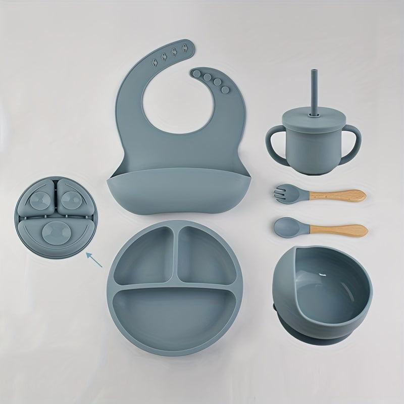 Baby Silicone Tableware 6pcs Set Divided Dinner Plate