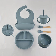 Baby Silicone Tableware 6pcs Set Divided Dinner Plate