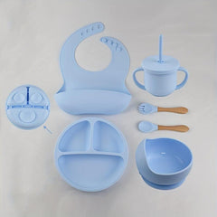 Baby Silicone Tableware 6pcs Set Divided Dinner Plate